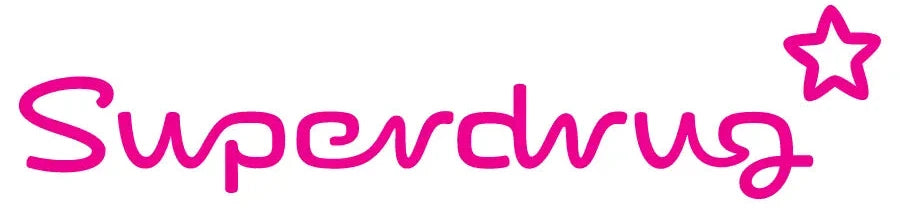 The pink 'Superdrug' logo with a star outline on a plain white background.